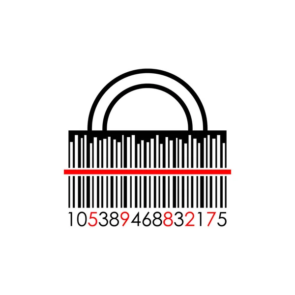 Asma kilit ve barkod simgesi vektör illüstrasyonu.