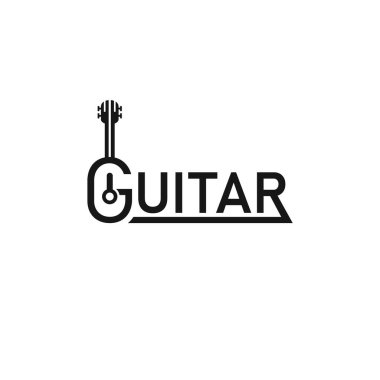 Gitar metin logosu tasarımı.