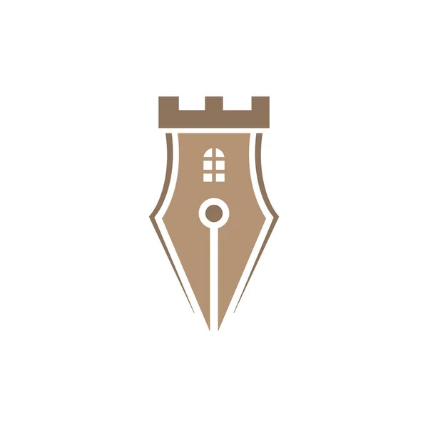 Kalem ve kale logosu tasarımı.