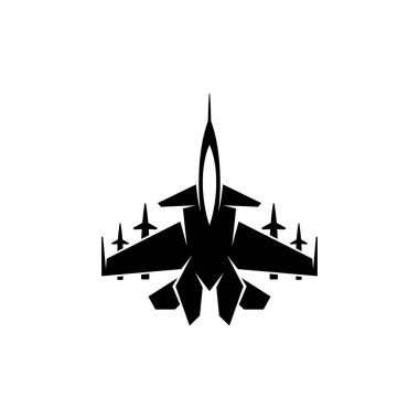 Jet savaş uçağı ikonu, vektör illüstrasyonu.