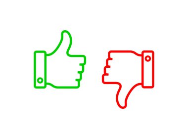 Baş parmak yukarı ve sevme, vektör izole simgesi.