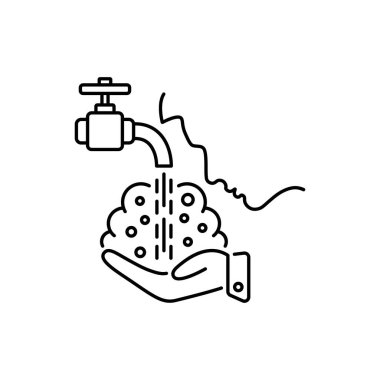 Yüzünü muslukla yıka, vektör izole simgesi.