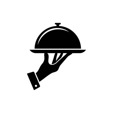 Elinizde bir tepsi yiyecek ve vektör çizimi var..