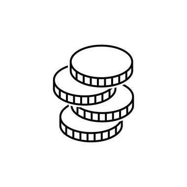 Sikkeler doğrusal simge vektör illüstrasyonunu yığın.