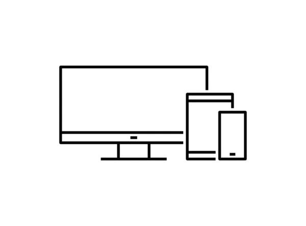 Monitor Computadora Tableta Icono Del Teléfono Inteligente Ilustración Vectorial — Vector de stock