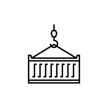 Crane kaldırma doğrusal simgesi, vektör illüstrasyonu.