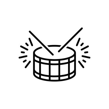 Davul müzik aleti, vektör doğrusal simgesi.