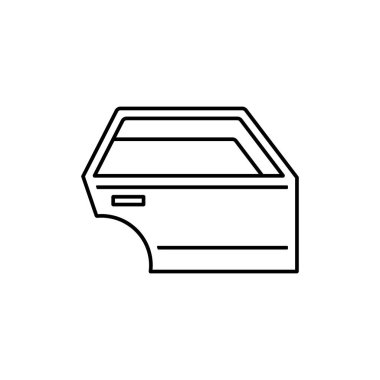 Camı yuvarlanmış araba kapısı, vektör doğrusal simgesi.