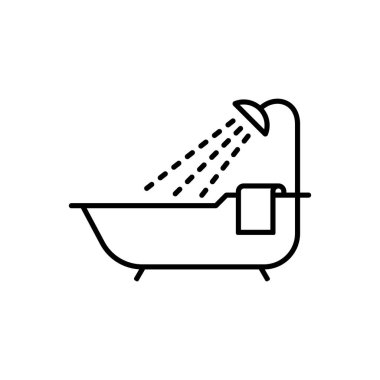 Banyo doğrusal vektör illüstrasyonu.