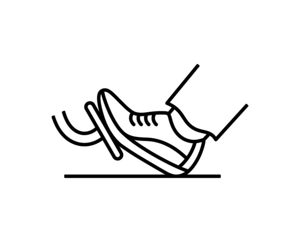 Gaz pedalı üzerinde ayak, vektör doğrusal simgesi.