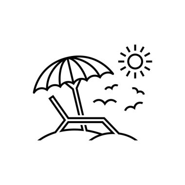 Plaj tatili doğrusal simgesi, vektör illüstrasyonu.
