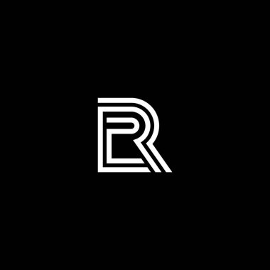 R harfi geometrik çizgiler logo tasarımı.