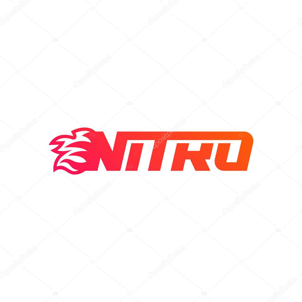 Nitro text typography logo design.