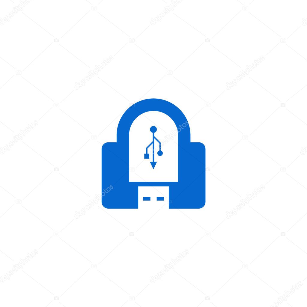 USB lock logo design.