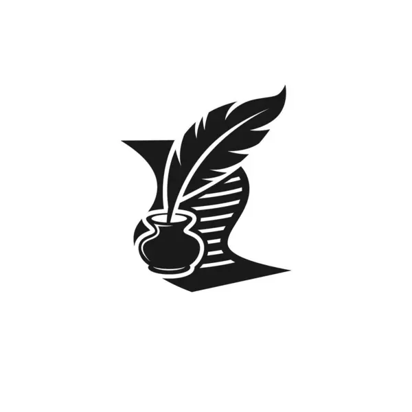 Tüy kalem, mürekkep şişesi. Logo tasarımı.