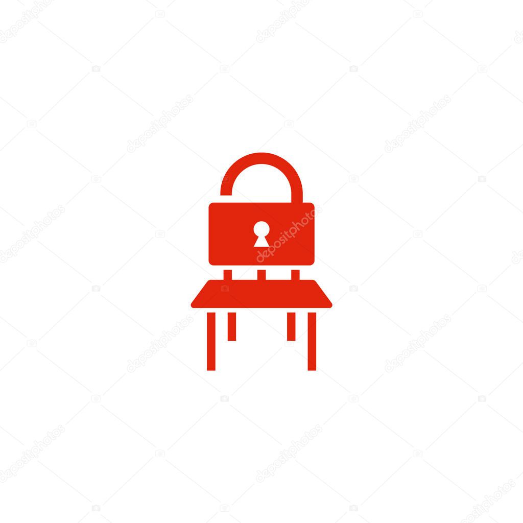 Chair combination with padlock. Logo design.