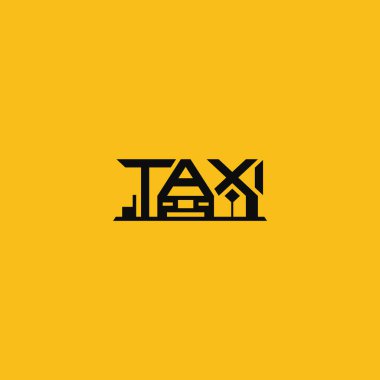 Taksi metni, tipografi logosu tasarımı.