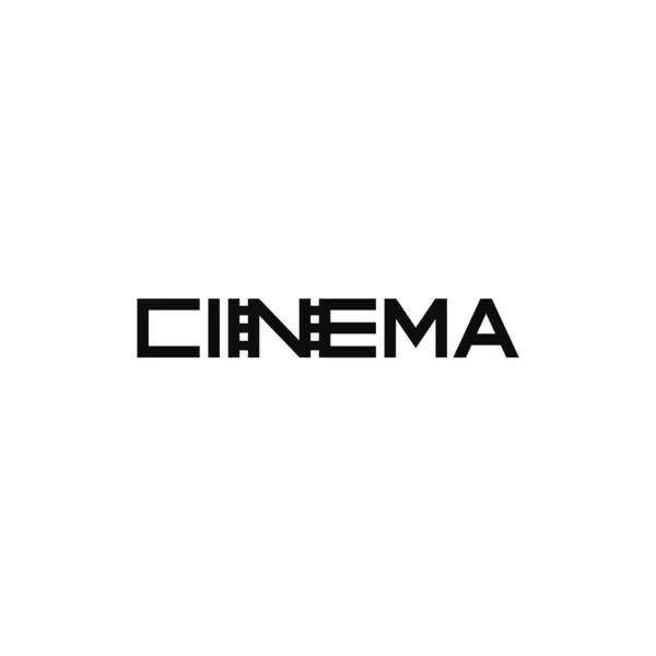 Sinema metin kelime işareti logosu tasarımı.
