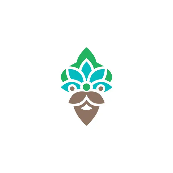 Guru baş logo tasarımı ile çiçek kombinasyonu.