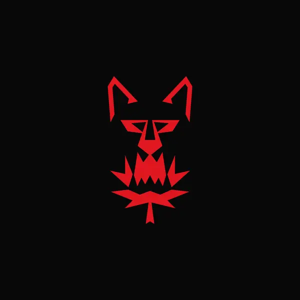 Kanada kurt kombinasyonu yaprak akçaağaç, negatif uzay logosu tasarımı.