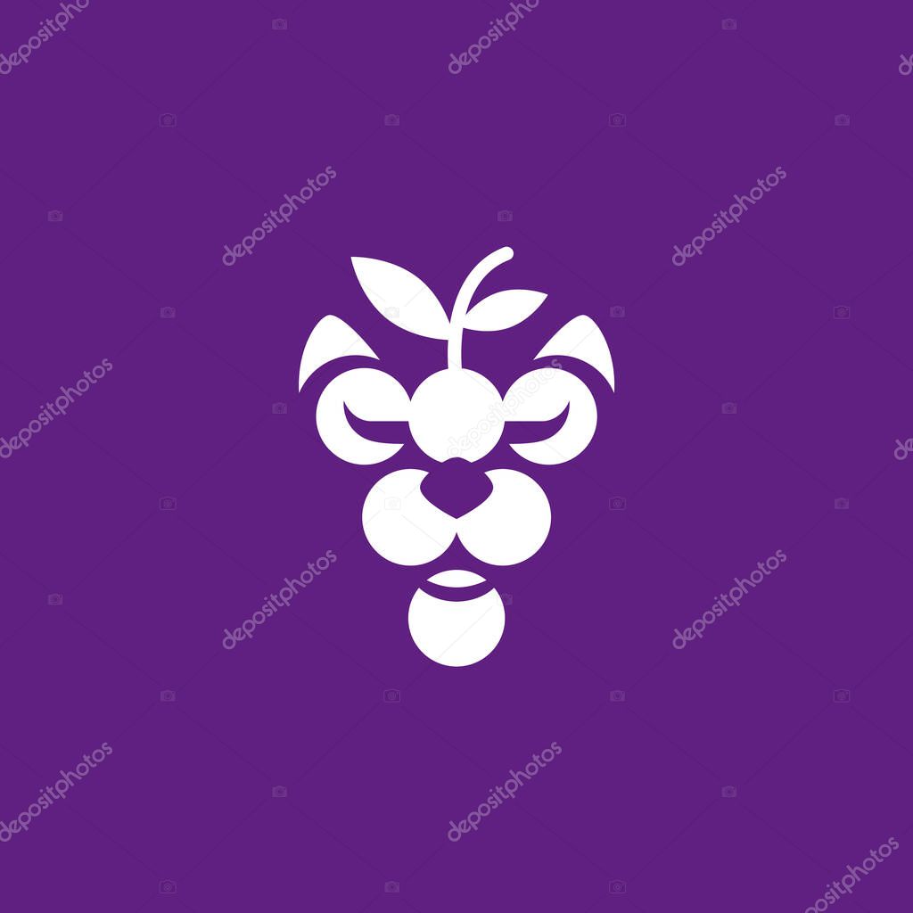 Grape combination with lion, company logo design.