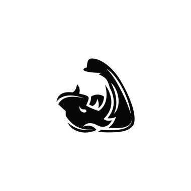 Gergedan kafa kombinasyonu, kaslı kol, şirket logosu tasarımı.