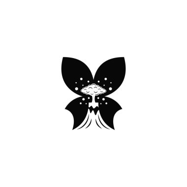 Kelebek logosuyla yanardağ kombinasyonu.