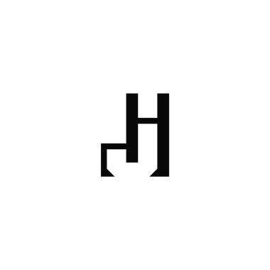 HJ harfleri monogram, negatif uzay logosu tasarımı kavramı.