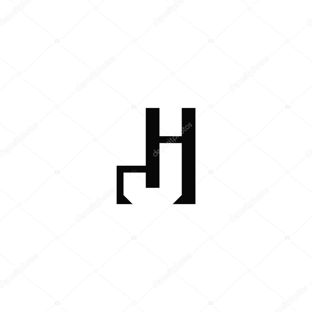 HJ letters monogram, negative space logo design concept.