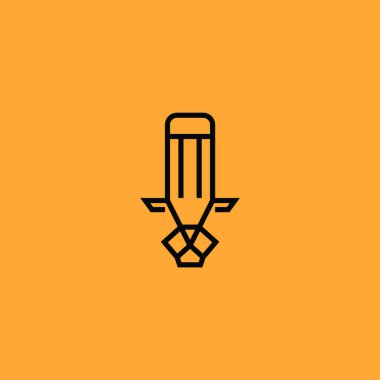 Aslan yüz ve kalem logosu kombinasyonu.