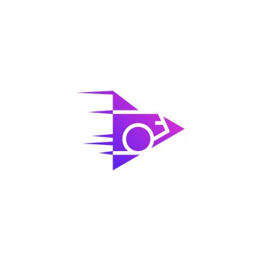 Araba ve çalma düğmesi logosu tasarımı.