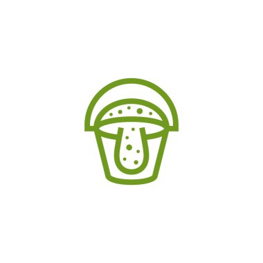 Mantar ve kova logosu tasarımı kombinasyonu.