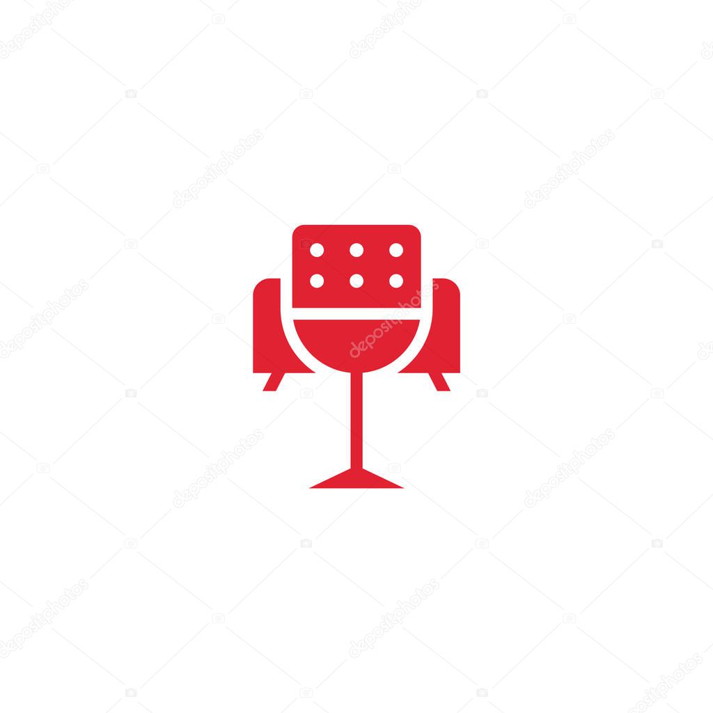 Armchair and glass of wine abstract logo design.