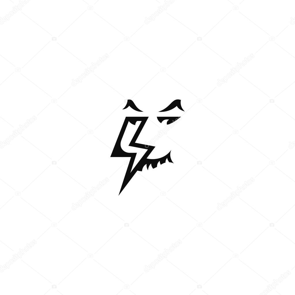 Sinister face lightning logo idea.