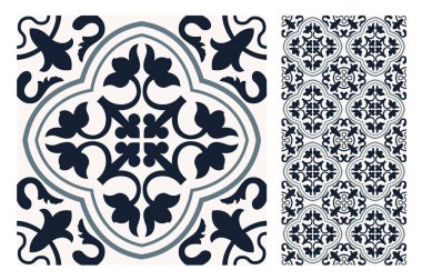 Vektör illüstrasyon vintage fayans desenleri antika dikişsiz tasarım