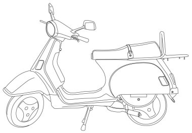 Vektörde klasik vespa anahatları