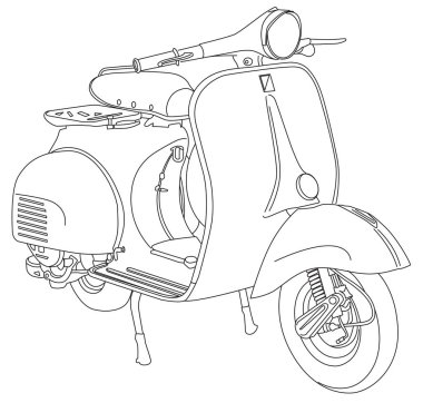 Vektörde klasik vespa anahatları