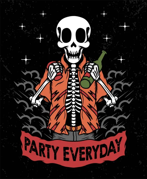 Skeleton Party Illustration Design Concepts — Stock Vector
