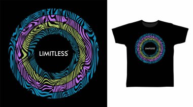 Sınırsız çizgi çizgisi tipografi tişörtü moda tasarım, basılmaya hazır.
