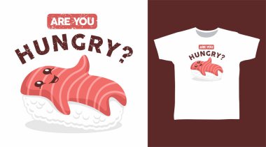 Tipografi tişört tasarımlı şirin shusi karikatür çizimi