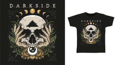 Kara İskelet tişörtü. Kara sanat tasarımları..