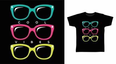 Cool Vibes Glasses art design for print on t-shirt  clipart