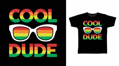 Cool Dude gözlüklü tipografi sanat tasarımı tişörtte baskı için 