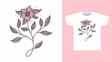 Çiçek elli tişört ve giysi tasarımı kavramları