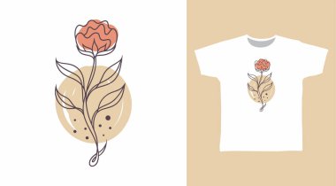 Estetik çiçek eli tişört ve giysi tasarımı kavramları