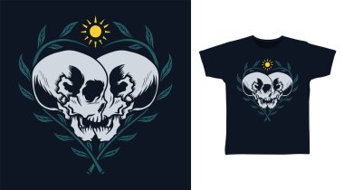 İskelet aşk evreni tişört ve giyim tasarımı kavramları