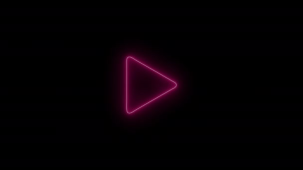 Ícone Jogar Com Animação Linha Brilhante Triângulo — Vídeo de Stock
