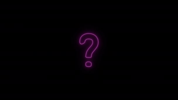 Neon Parıltısı Soru Şareti Teknoloji Nternet Simgeleri Siyah Arkaplanda Animasyon — Stok video