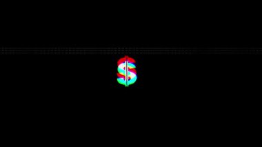 Arıza Para ikonu animasyonu. Siber saldırı zararlı yazılım hackleme cihazı antivirüs şifreleme gürültü konseptini bozuyor. Yüksek kalite 4k görüntü