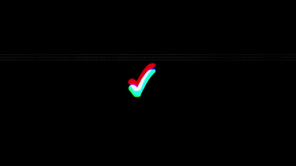 Glitch Tick Yes Icono Animación Cyberattack Malware Hacking Bug Glitching — Vídeo de stock